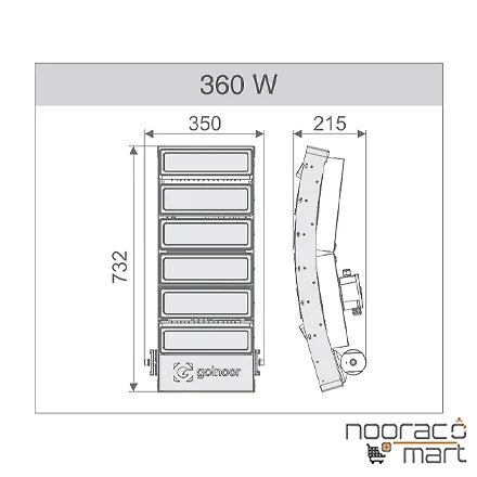 قیمت پروژکتور ماتریس کمان 500 وات 60 درجه گلنور