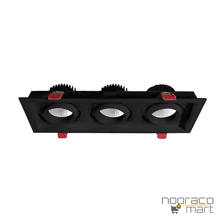 چراغ توکار 3x36 وات مشکی شعاع