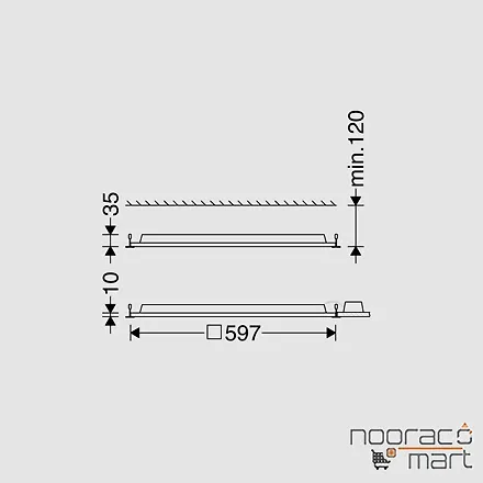 ابعادپنل توکار الگانس 33 وات 60x60 مازی نور