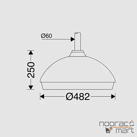 ابعاد چراغ خیابانی ساترن 240 وات عمودی مازی نور