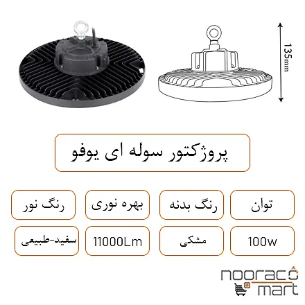 توضیحات پروژکتور سوله ای یوفو 100 وات داتیس