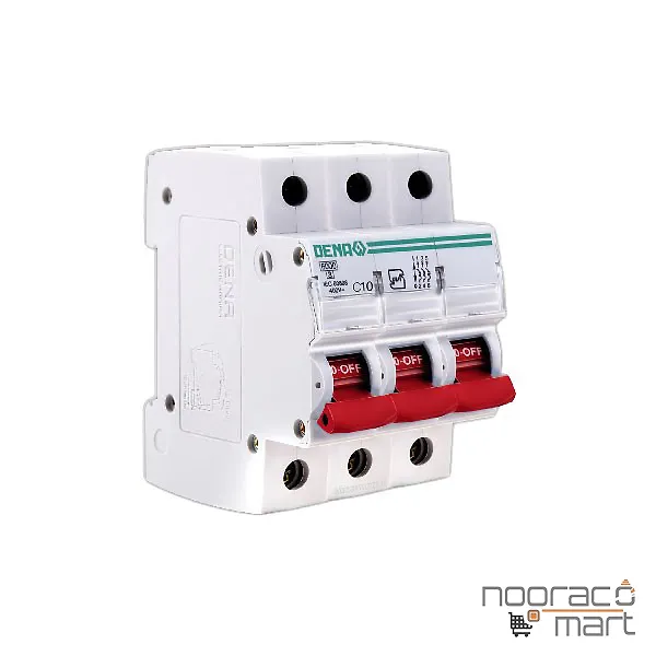 کلید مینیاتوری 10 آمپر سه پل C دنا الکتریک ایرانیان