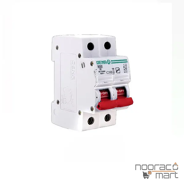 کلید مینیاتوری 10 آمپر دو پل C دنا الکتریک ایرانیان