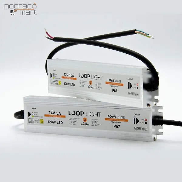 قیمت منبع تغذیه ۱۲ ولت ۱۰ آمپر ۱۲۰ وات مدل  Waterproof لوپ لایت