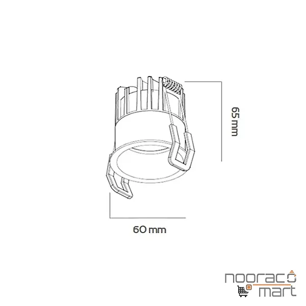 چراغ سقفی توکار 12 وات مشکی دیمردار N1021- R نوران