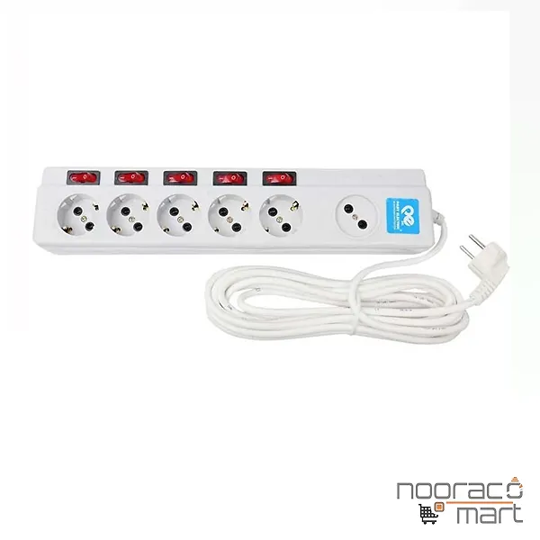 چند خانه فیوزدار 1+5 با کابل 1.8 متری پارت