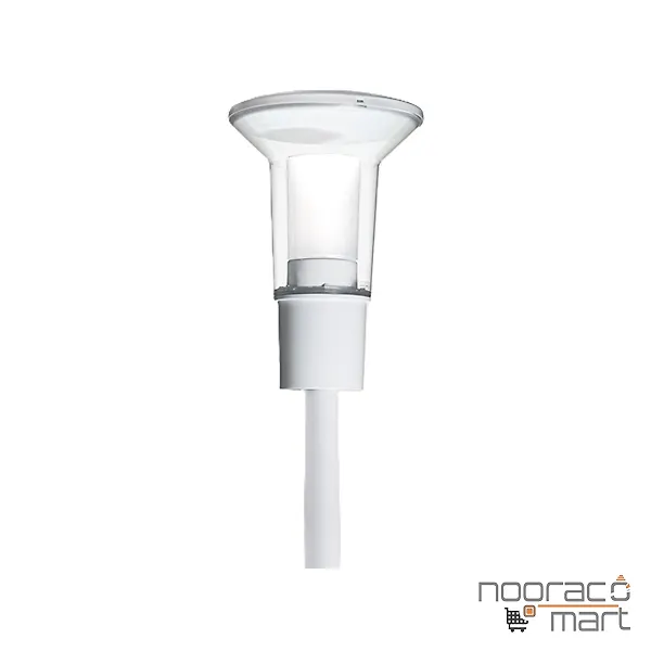 چراغ پارکی تولیپ سفید برای لامپ فلورسنت کامپکت بالاست سرخود با حباب شفاف 50 وات  مازی نور