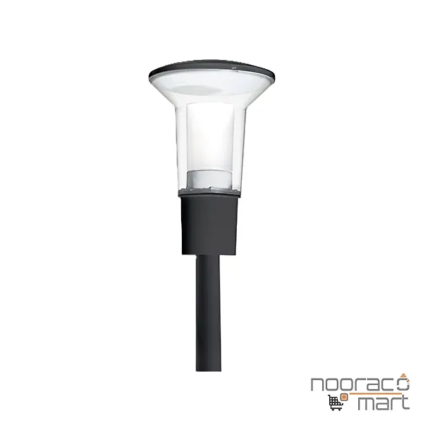 چراغ پارکی تولیپ مشکی برای لامپ فلورسنت کامپکت بالاست سرخود با حباب شفاف 50 وات  مازی نور