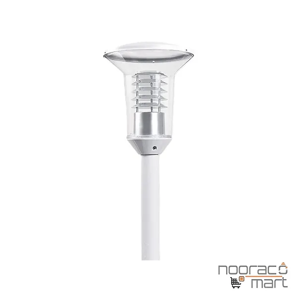 چراغ پارکی تولیپ سفید برای لامپ فلورسنت کامپکت بالاست سرخود با حباب شفاف 35 وات  مازی نور