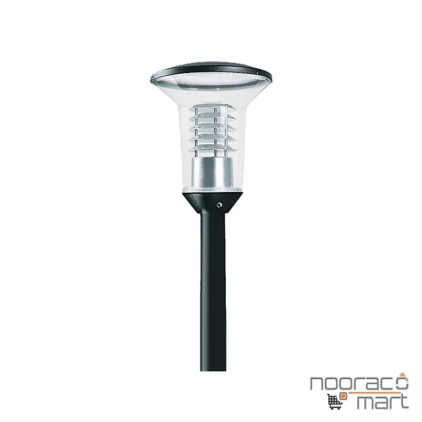 چراغ پارکی تولیپ مشکی برای لامپ فلورسنت کامپکت بالاست سرخود با حباب شفاف 35 وات  مازی نور