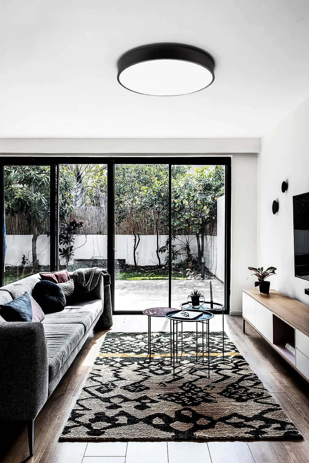 چراغ سقفی روکار گرد 40 وات مشکی SH-7025 شعاع