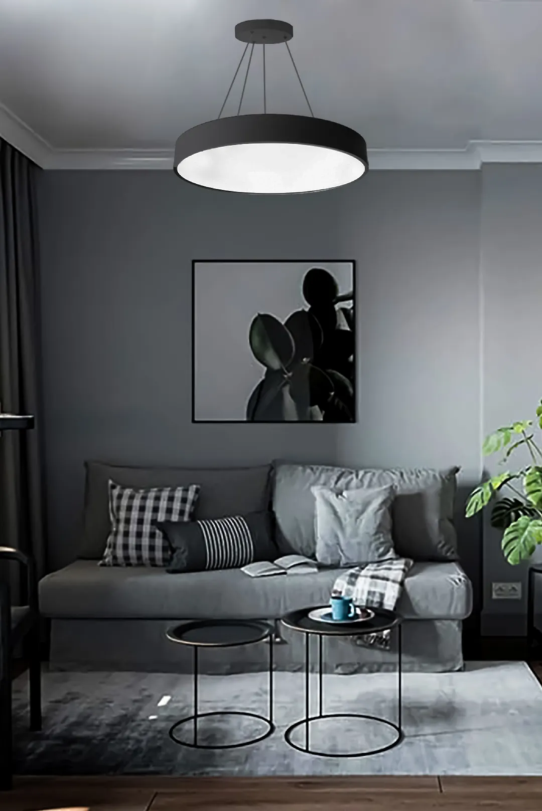 چراغ سقفی آویز گرد 40 وات مشکی SH- 7025S شعاع