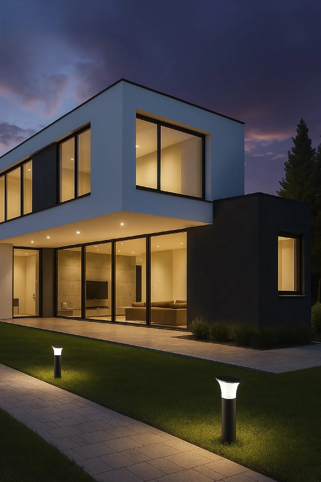 چراغ حیاطی 9 وات سفید ارتفاع 30 سانتی متری 1405- SH شعاع