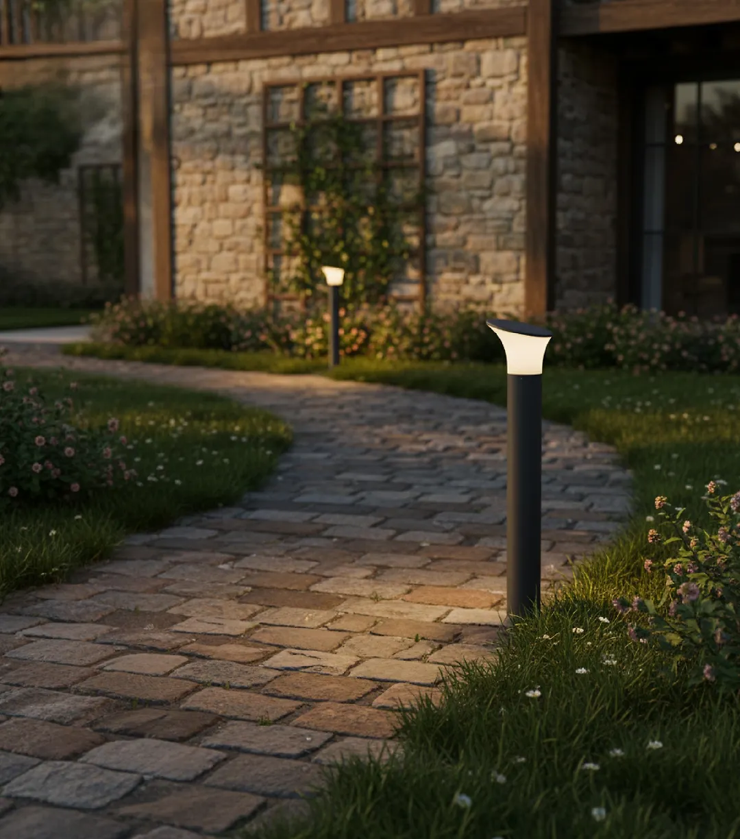 چراغ حیاطی 9 وات خاکستری ارتفاع 80 سانتی متری 1407 -SH شعاع