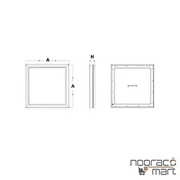 ابعاد چراغ روکار رونا 40 وات بدنه مشکی 30x30 پارس شعاع توس