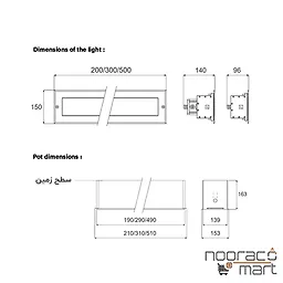 قیمت چراغ دفنی آذرین 2 (RGB) 25 وات 20 سانتی متر 50x15x3 درجه گلنور