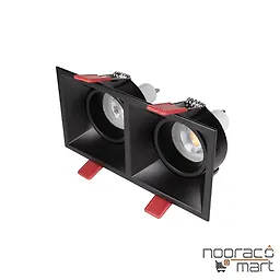 خرید قاب هالوژن مربع دوشعله PLX3006 مشکی پولاکس