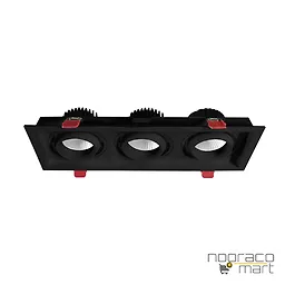 چراغ توکار 3x36 وات مشکی شعاع