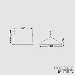 ابعاد چراغ روکار الگانس 64 وات 60x60 مازی نور