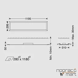 مشخصات پنل 30x120 توکار لدیلوکس 29 وات مازی نور با صفحه ساتن