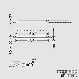 ابعاد پنل توکار الگانس 64 وات 60x60 مازی نور مخصوص سقف یکپارچه