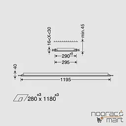 ابعاد پنل توکار 30x120 برلیانس 33 وات مازی نور