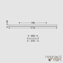 ابعاد چراغ روکار 30x120 الگانس 49 وات مازی نور | مازی نور