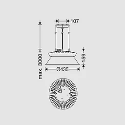 ابعاد چراغ آویز لدیسان دکوراتیو نقره ای 140 وات 90 درجه مازی نور
