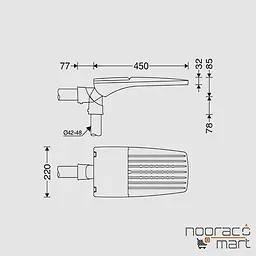 ابعاد چراغ خیابانی آستریا 80 وات مازی نور