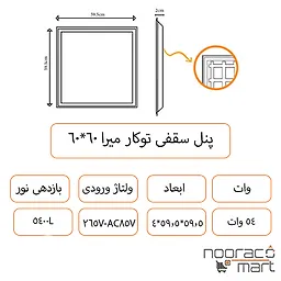 توضیخات پنل توکار میرا 54وات-60x60 داتیس