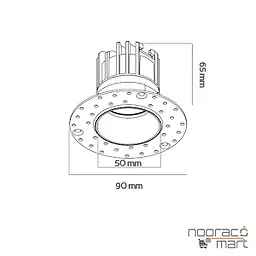 قیمت چراغ سقفی توکار 12 وات بدون لبه مشکی دیمردار N1019 نوران