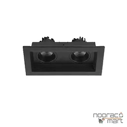 چراغ سقفی توکار 2x12 وات مشکی مربع N1023 COB  نوران