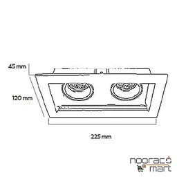 چراغ سقفی توکار 2x12 وات سفید مربع N1023 COB  نوران