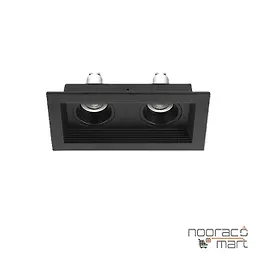 چراغ سقفی توکار 2x6 وات مشکی مربع N1023 GU10  نوران