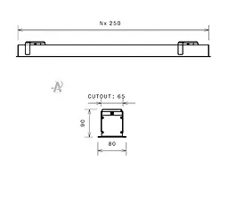 چراغ خطی توکار 36 وات مشکی 1814 SH-شعاع