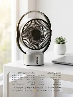 پنکه شارژی پرتابل همراه با چراغ SH-L2819 شعاع