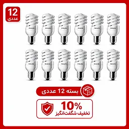 لامپ کم مصرف 12 وات E27 فیلیپس بسته 12 عددی