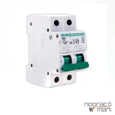 کلید مینیاتوری 6 آمپر دو پل B دنا الکتریک ایرانیان