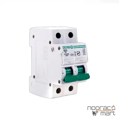 کلید مینیاتوری 6 آمپر دو پل C دنا الکتریک ایرانیان