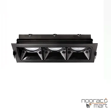 چراغ سقفی توکار مشکی سه شعله SH- 6203 شعاع