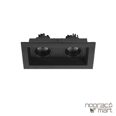 چراغ سقفی توکار 2x12 وات مشکی مربع N1023 COB  نوران