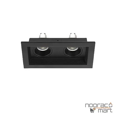 چراغ سقفی توکار 2x6 وات مشکی مربع N1023 GU10  نوران