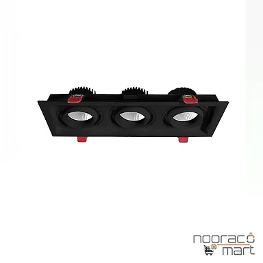 چراغ سقفی توکار متحرک 3x36 وات مشکی SH - AL6703 شعاع