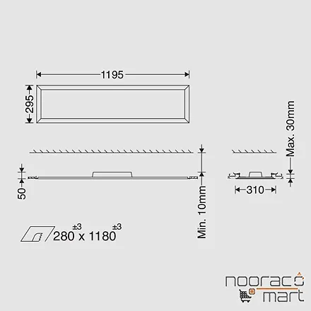 مشخصات پنل 30x120 توکار لدیلوکس 29 وات مازی نور با صفحه ساتن