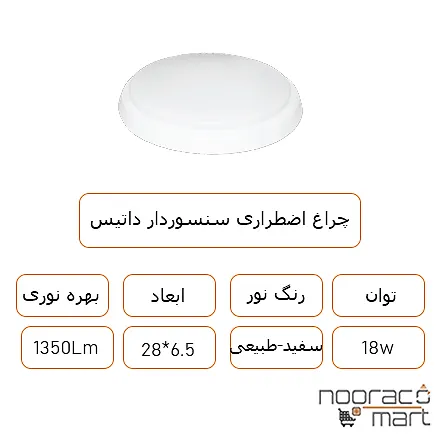 توضیحات چراغ اضطراری سنسوردار18 وات داتیس