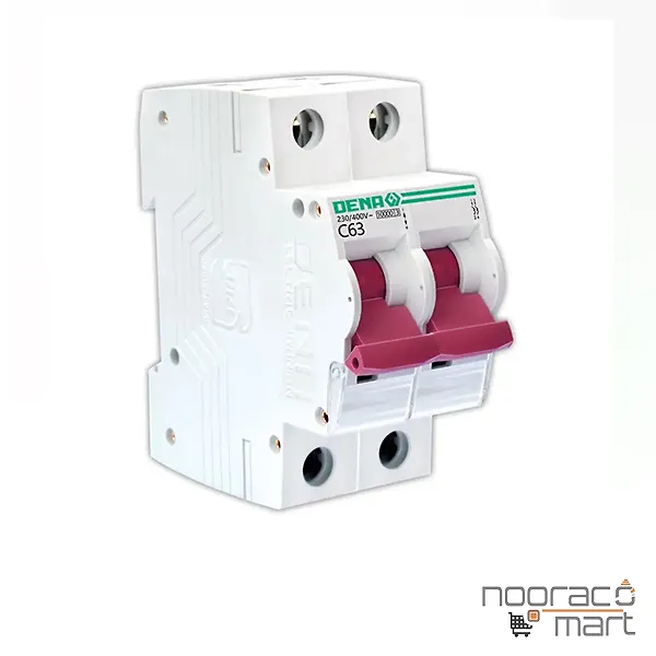 کلید مینیاتوری 63 آمپر دو پل C دنا الکتریک ایرانیان