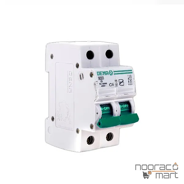 کلید مینیاتوری 6 آمپر دو پل C دنا الکتریک ایرانیان