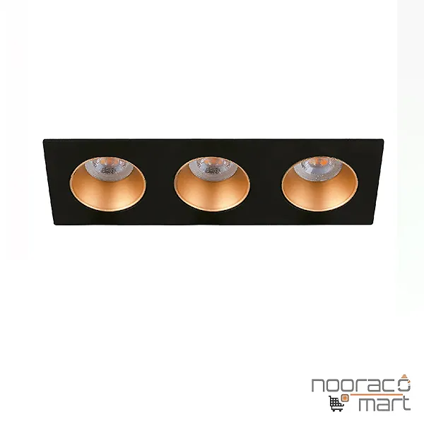 چراغ سقفی توکار با رفلکتور مشکی طلائی سه شعله SH- 6103 شعاع