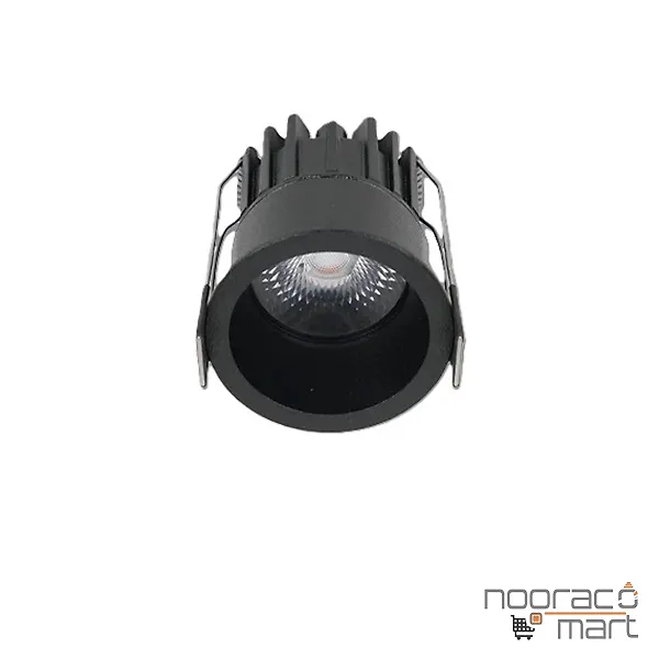چراغ سقفی توکار 12 وات مشکی دیمردار N1021- R نوران