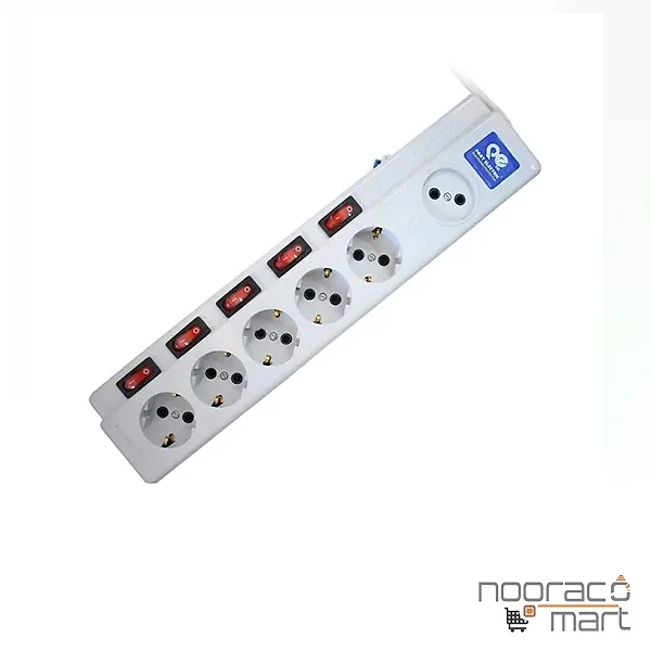 چند خانه فیوزدار 1+5 با کابل 1.8 متری پارت